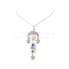 Natural & Synthetic Mixed Gemstone Moon Phase with Starfish Tortoise Pendant Necklace NJEW-JN04247-4