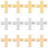 12Pcs 3 Colors 316 Surgical Stainless Steel Pave Clear Cubic Zirconia Connector Charms STAS-DC0014-60-1