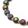 Flat Round with Heart Beaded Stretch Bracelet for Women BJEW-JB07552-03-5