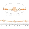 Brass Hexagonal Column Glass Seaded Beaded & Resin Round Beaded Link Chains CHC-G026-01B-2