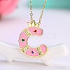 Fashion Tin Alloy Enamel Initial Pendant Necklaces NJEW-BB20985-C-3