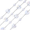 Glass Heart & ABS Plastic Pearl Beaded Chains CHS-N003-06B-3