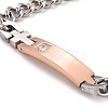 Crystal Rhinestone Rectangle & Cross Link Bracelet STAS-E160-30RGP-01-2