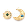 304 Stainless Steel Rhinestone & Synthesis Turquoise Pendants STAS-T074-14G-2