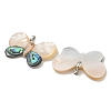 Rack Plating Brass Pave Natural Paua Shell & White Shell Pendants KK-U025-12P-02-2