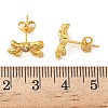 Brass Micro Pave Clear Cubic Zirconia Bowknot Stud Earrings EJEW-A145-02B-G-5
