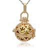Golden Tone Brass Hollow Round Cage Pendants KK-J216-08G-1