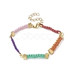Braided Waxed Polyester Rectangle Link Chain Bracelets BJEW-JB10001-1
