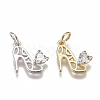 Brass Micro Pave Cubic Zirconia Stilettos Charms ZIRC-F111-13-1