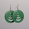 Flat Round Hollow Wood Dangle Earrings EJEW-F0090-03A-1