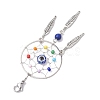 Woven Web/Net with Feather Alloy & Chakra Glass Beads Pendant Decorations HJEW-JM01990-3