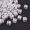 6MM Letter J White Letter Acrylic Cube Beads X-PL37C9308-J-1