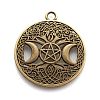Tibetan Style Hollow Alloy Pendants TIBEP-F075-01AB-RS-1