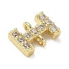 Brass Micro Pave Clear Cubic Zirconia Letter Links Connector Charms KK-I382-07G-I-2