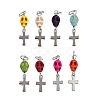 Halloween Dyed Synthetic Turquoise Skull Pendants PALLOY-JF04215-1