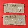 12Pcs 12 Styles Christmas Printed Burlap Packing Pouches Drawstring Bags ABAG-FS0001-03A-9
