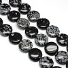 Natural Flat Round Snowflake Obsidian Beads Strands G-L246-16-1