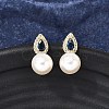 Teardrop with Round Brass Micro Pave Cubic Zirconia Stud Earrings EJEW-C154-06G-1