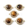 Natural Tiger Eye Faceted Connector Charms G-H323-03G-09-1