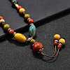 Ethnic Style Alloy & Porcelain Ceramic Beads Round Pendant Tassel Y Necklaces LS-NJEW-D308-01A-5