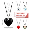 5Pcs 5 Colors Heart Glass Pendant Necklaces Set with Waxed Cord for Women NJEW-FI0001-05-2