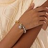 Duo Tone 304 Stainless Steel Ball Charm Round Beaded Bracelets for Women WGBF083-01-3