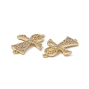 Rack Plating Brass Micro Pave Clear Cubic Zirconia Connector Charms KK-A175-01G-3