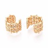 Brass Micro Pave Clear Cubic Zirconia Cuff Earrings EJEW-T047-83G-2