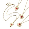 Golden Brass with Cubic Zirconia Heart Pendant Necklace NJEW-JN04592-1