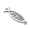 201 Stainless Steel Hollow Religion Jesus Fish Connector Charms STAS-V014-03P-2