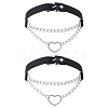 2Pcs Alloy Heart Link PU Leather Punk Choker Necklaces for Women NJEW-UN0001-70A-1