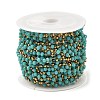 Rondelle Glass Beaded Link Chains CHS-G028-07G-02-3