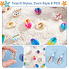 64Pcs 8 Styles Spray Paint & Printed Cowrie Shell Beads SHEL-NB0001-56-4