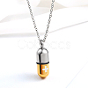 Medical Theme Pill Shape 304 Stainless Steel Pendant Necklaces with Cable Chains JS1441-1-2