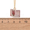 Brass Enamel Book Pendant Necklaces for Women KK-CBAF5B9-01G-08-3