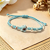 Adjustable Handmade Porcelain Star Polyester Cord Braided Bead Bracelets WG98E8A-03-1