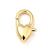 Brass Heart Lobster Claw Clasps KK-G416-47G-1