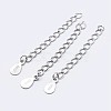 925 Sterling Silver End with Extender Chains and Teardrop Charms STER-F036-26S-48mm-1