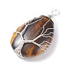 Natural Tiger Eye Pendants PALLOY-JF01307-05-3