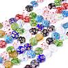 Flat Round Handmade Millefiori Glass Beads Strands LK-R004-62-1