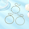 304 Stainless Steel Cable Chains & Evil Eye Lampwork Link Chains Bracelets for Women BJEW-JB12449-01-1