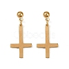 Christian Upside Down Cross 201 Stainless Steel Dangle Stud Earrings LS-EJEW-P314-01A-G-4