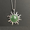 Natural Green Aventurine Sun Pendant Alloy Chain Vintage Necklaces WB3716-11-1