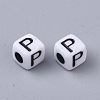 White Opaque Acrylic Beads MACR-R869-02P-2