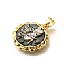 Brass with Natural Shell Carved Pendants KK-Z091-07G-01-2