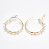 Brass Hoop Earring Findings with Latch Back Closure KK-T038-247G-2
