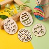 30Pcs 6 Style Undyed Natural Wooden Big Pendants WOOD-LS0001-16-5