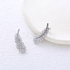 Stainless Steel Clear Cubic Zirconia Feather Stud Earrings ED4497-1-2
