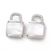 Brass Micro Pave Clear Cubic Zirconia Pendants KK-E068-VC467-2