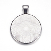 Flat Round Alloy Pendant Cabochon Settings PALLOY-A15654-N-3